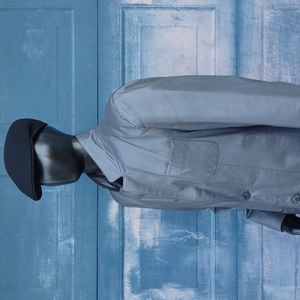 ADAM SPENCER VINTAGE MEN'S GREY (2) BUTTON LUXURY LEATHER BLAZER/JACKET